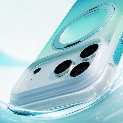 MagSafe-Hülle für Apple iPhone 18 Pro / 17 Pro, Torras, Ostand O3 Air Gradient, Grün Blau