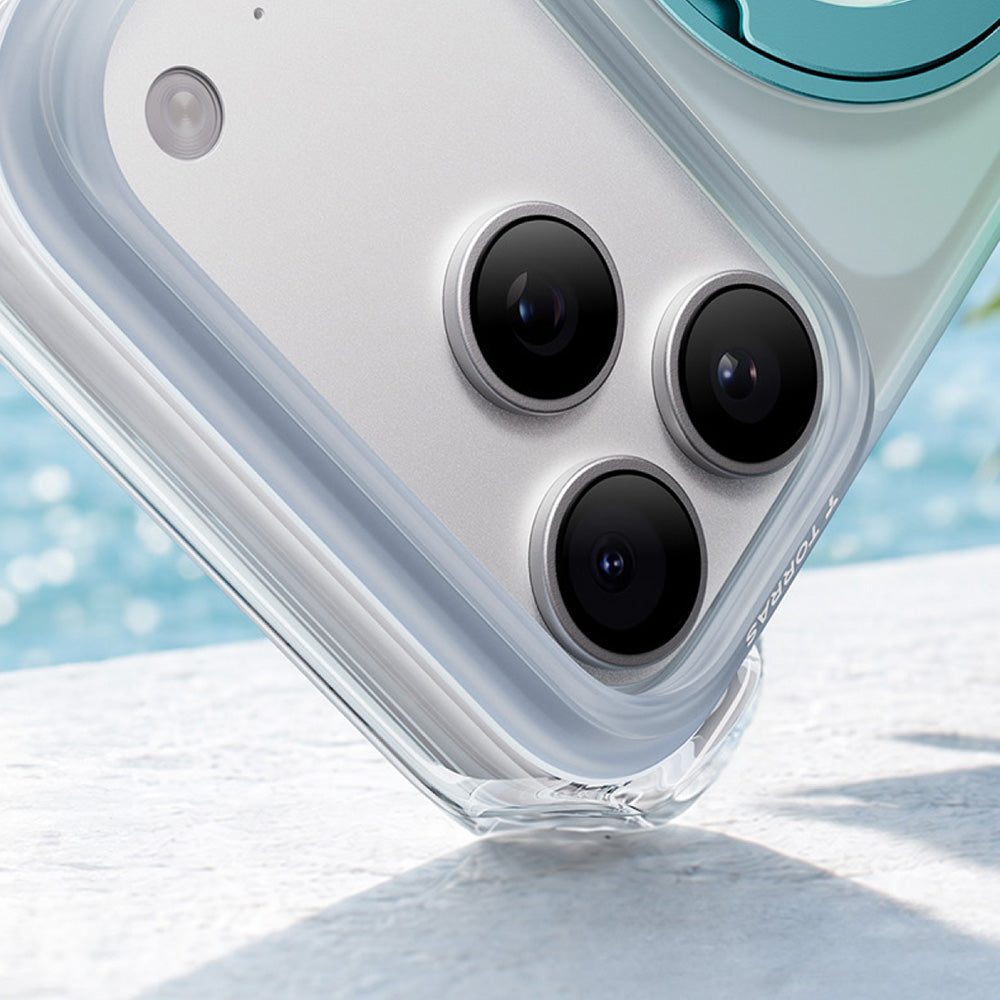 MagSafe-Hülle für Apple iPhone 18 Pro / 17 Pro, Torras, Ostand O3 Air Gradient, Grün Blau