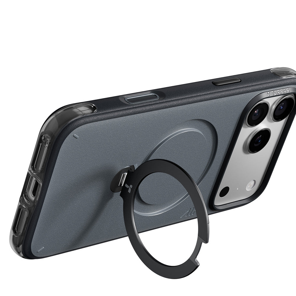 MagSafe-Hülle für Apple iPhone 18 Pro / 17 Pro, Torras, Ostand Q3 Air Essential, Schwarz