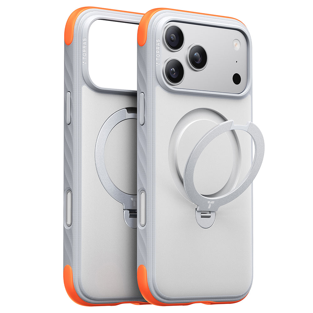 MagSafe-Hülle für Apple iPhone 18 Pro / 17 Pro, Torras, Ostand Q3 Rugged, Weiß