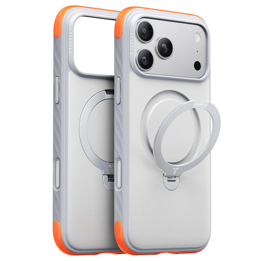 MagSafe-Hülle für Apple iPhone 18 Pro / 17 Pro, Torras, Ostand Q3 Rugged, Weiß