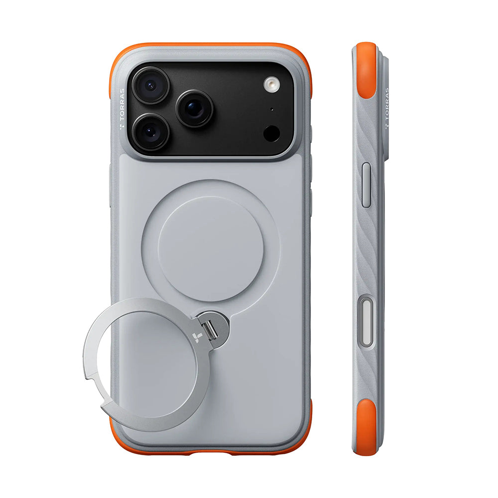 MagSafe-Hülle für Apple iPhone 18 Pro / 17 Pro, Torras, Ostand Q3 Rugged, Weiß