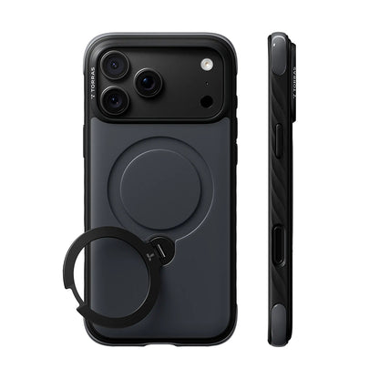 MagSafe-Hülle für Apple iPhone 18 Pro / 17 Pro, Torras, Ostand Q3 Rugged, Schwarz