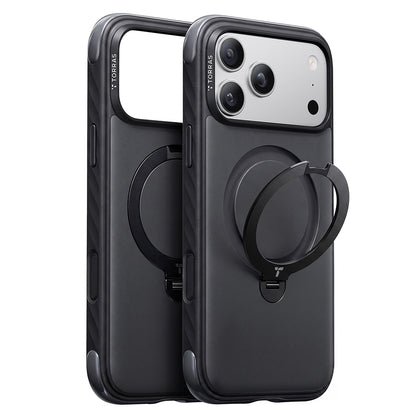 MagSafe-Hülle für Apple iPhone 18 Pro / 17 Pro, Torras, Ostand Q3 Rugged, Schwarz