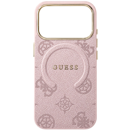 MagSafe-Hülle für Apple iPhone 18 Pro Max / 17 Pro Max, Guess, 4G geprägter Ring Classic Logo, Rosa