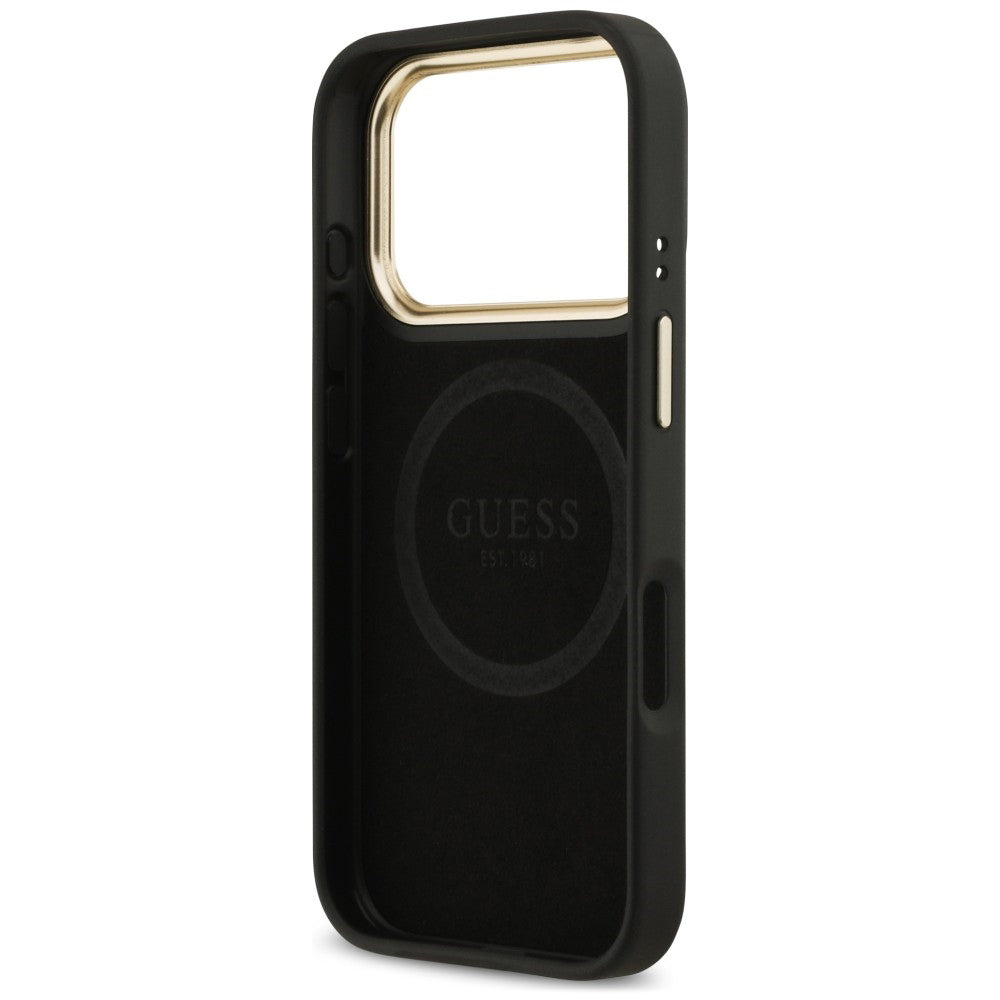 MagSafe-Hülle für Apple iPhone 18 Pro Max / 17 Pro Max, Guess, 4G Logo Plate, Schwarz