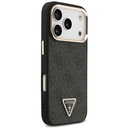 MagSafe-Hülle für Apple iPhone 18 Pro Max / 17 Pro Max, Guess, 4G Triangle Logo, Schwarz-Gold