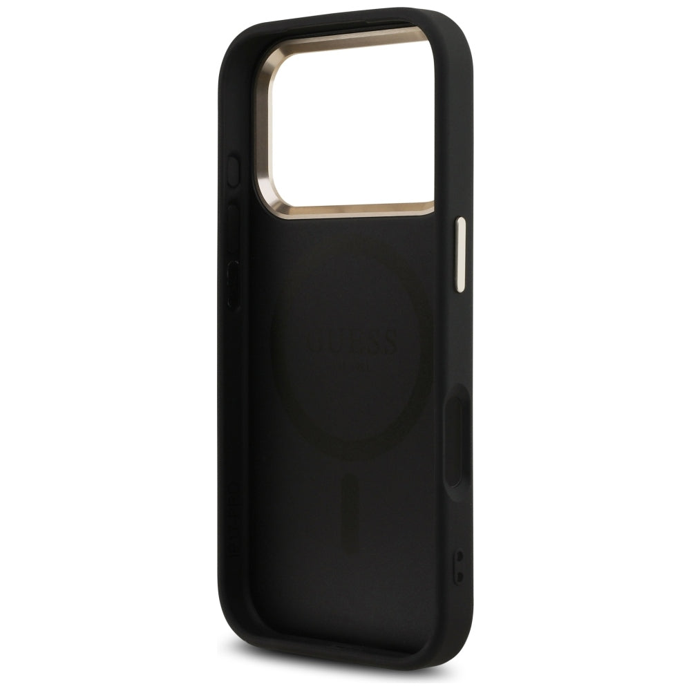MagSafe-Hülle für Apple iPhone 18 Pro Max / 17 Pro Max, Guess, 4G Triangle Logo, Schwarz-Gold