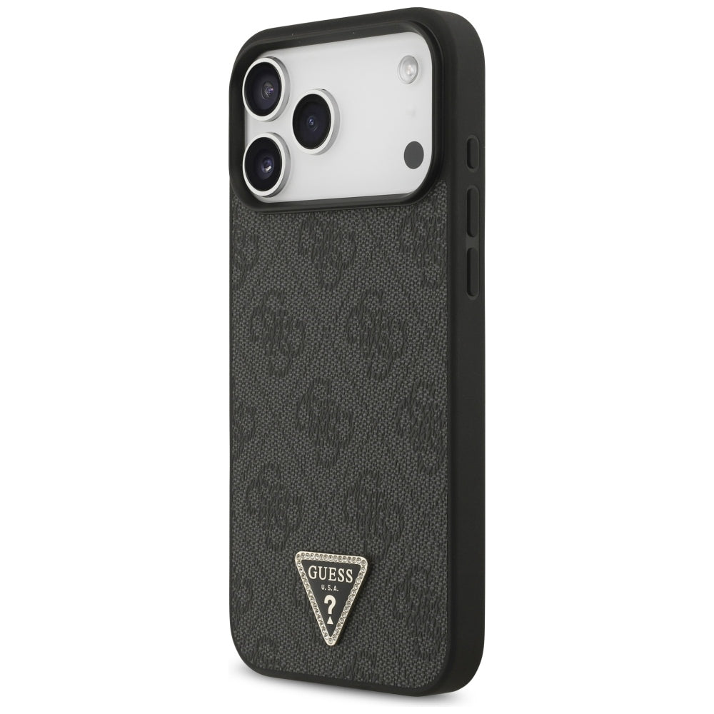 MagSafe-Hülle für Apple iPhone 18 Pro Max / 17 Pro Max, Guess, 4G Triangle Strass, Schwarz