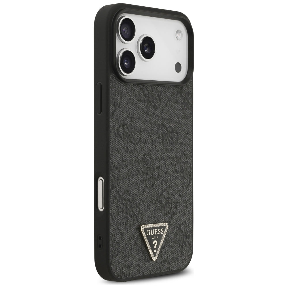 MagSafe-Hülle für Apple iPhone 18 Pro Max / 17 Pro Max, Guess, 4G Triangle Strass, Schwarz