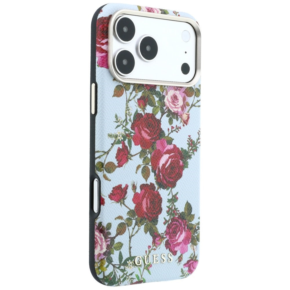 MagSafe Case for Apple iPhone 18 Pro Max / 17 Pro Max, Guess, Blossom Roses Print, Blue
