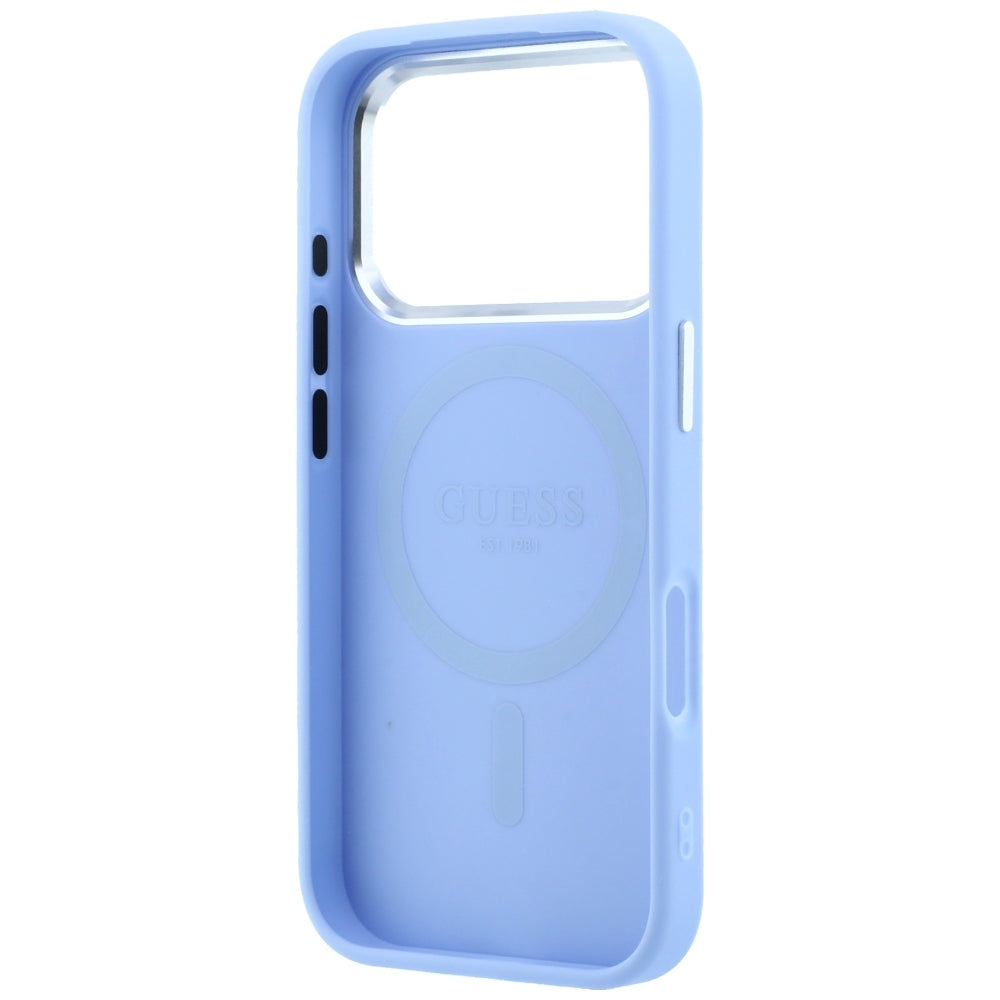 MagSafe-Hülle für Apple iPhone 18 Pro Max / 17 Pro Max, Guess, Geprägtes Dreieck-Logo, Blau
