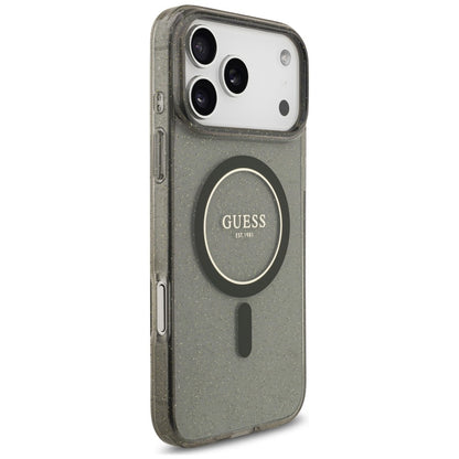 MagSafe Case for Apple iPhone 18 Pro Max / 17 Pro Max, Guess, IML Glitter with Pearl Strap, Black