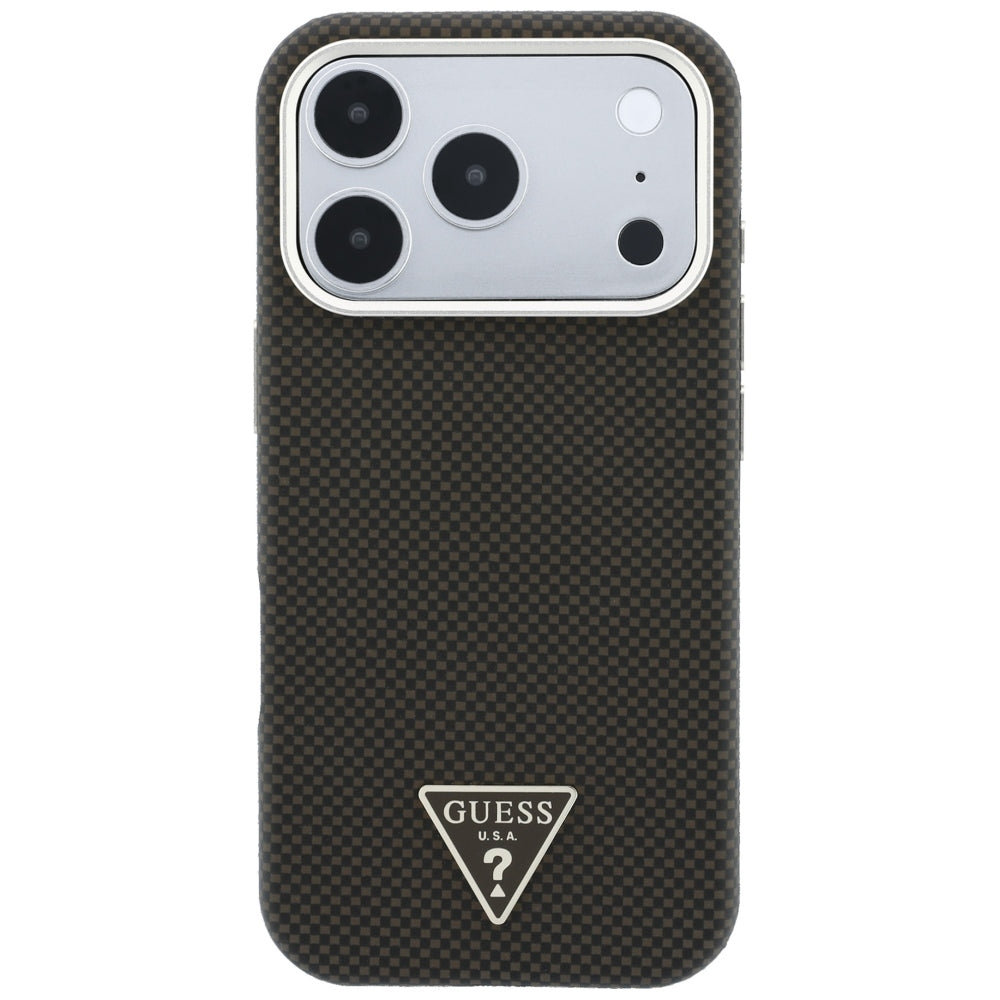 MagSafe-Hülle für Apple iPhone 18 Pro Max / 17 Pro Max, Guess, Kevlar-Dreieck-Logo, Braun
