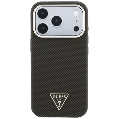 MagSafe-Hülle für Apple iPhone 18 Pro Max / 17 Pro Max, Guess, Kevlar-Dreieck-Logo, Braun