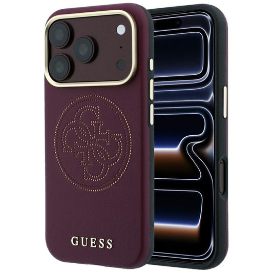 MagSafe-Hülle für Apple iPhone 18 Pro Max / 17 Pro Max, Guess, Perforiert 4G, Weinrot