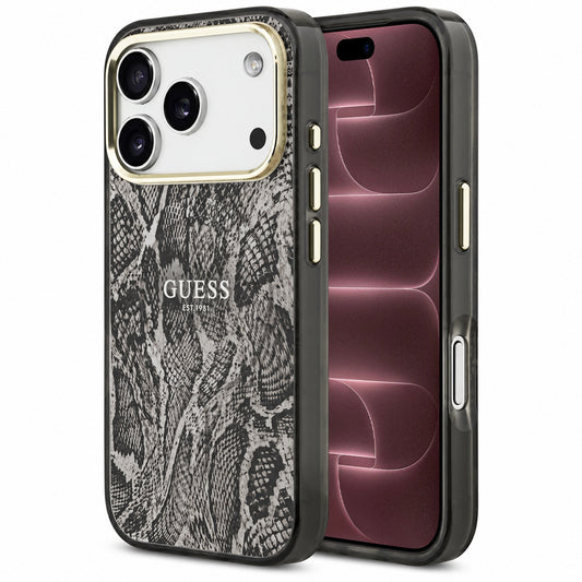 MagSafe Case for Apple iPhone 18 Pro Max / 17 Pro Max, Guess, Python Pattern, Black