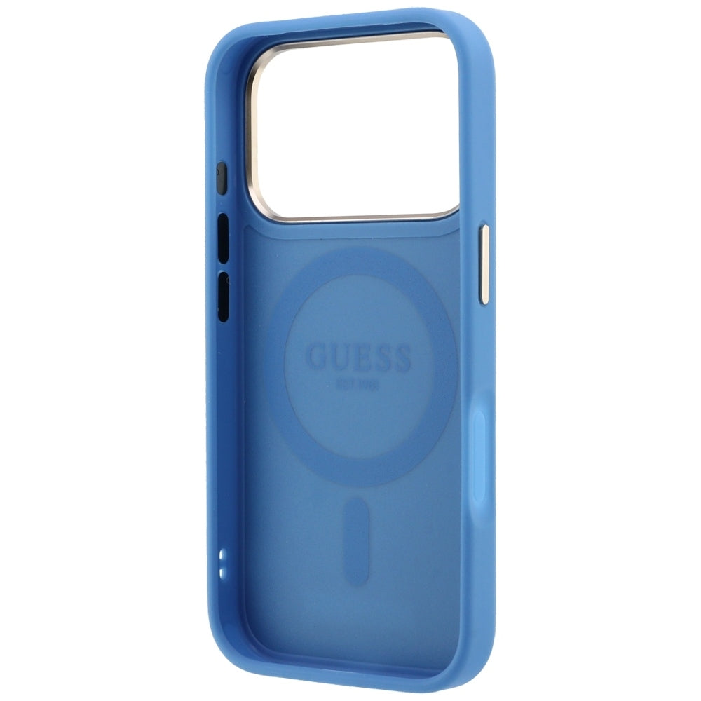 MagSafe-Hülle für Apple iPhone 18 Pro Max / 17 Pro Max, Guess, Ring Stand 360 4G Classic Logo, Blau