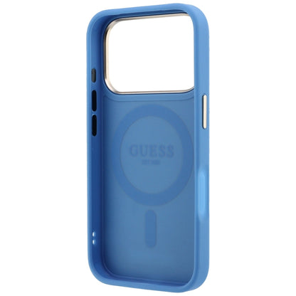 MagSafe-Hülle für Apple iPhone 18 Pro Max / 17 Pro Max, Guess, Ring Stand 360 4G Classic Logo, Blau