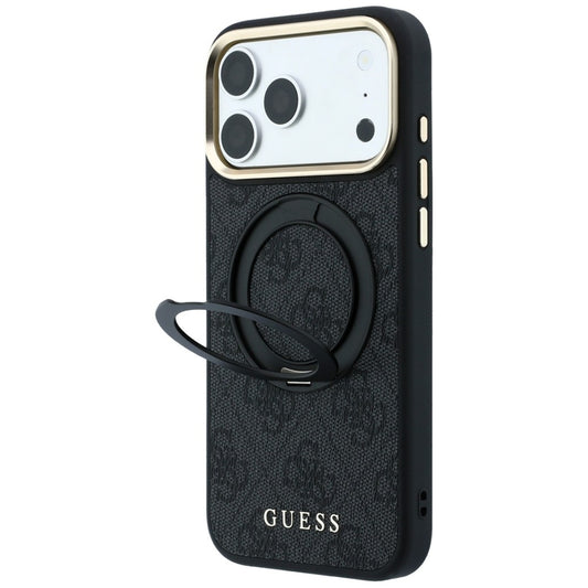 MagSafe-Hülle für Apple iPhone 18 Pro Max / 17 Pro Max, Guess, Ring Stand Classic Logo, Schwarz