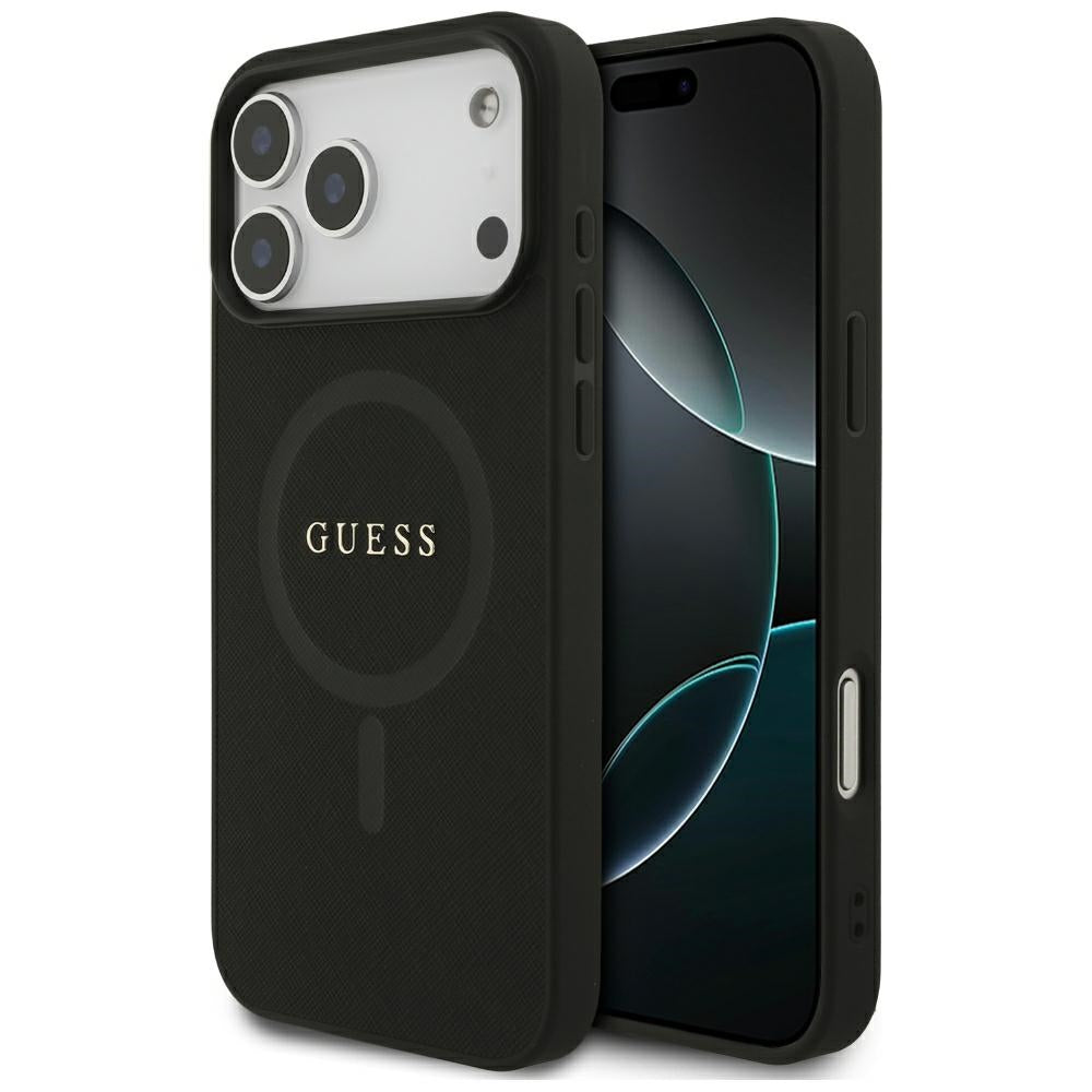 MagSafe-Hülle für Apple iPhone 18 Pro Max / 17 Pro Max, Guess, Saffiano, Schwarz