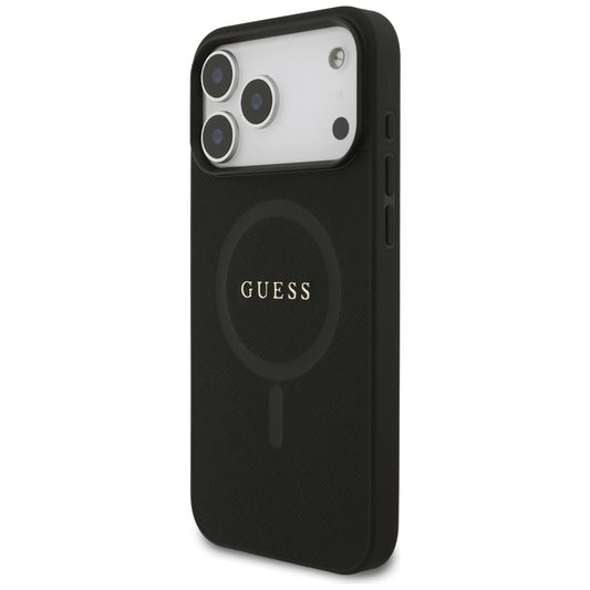 MagSafe-Hülle für Apple iPhone 18 Pro Max / 17 Pro Max, Guess, Saffiano, Schwarz