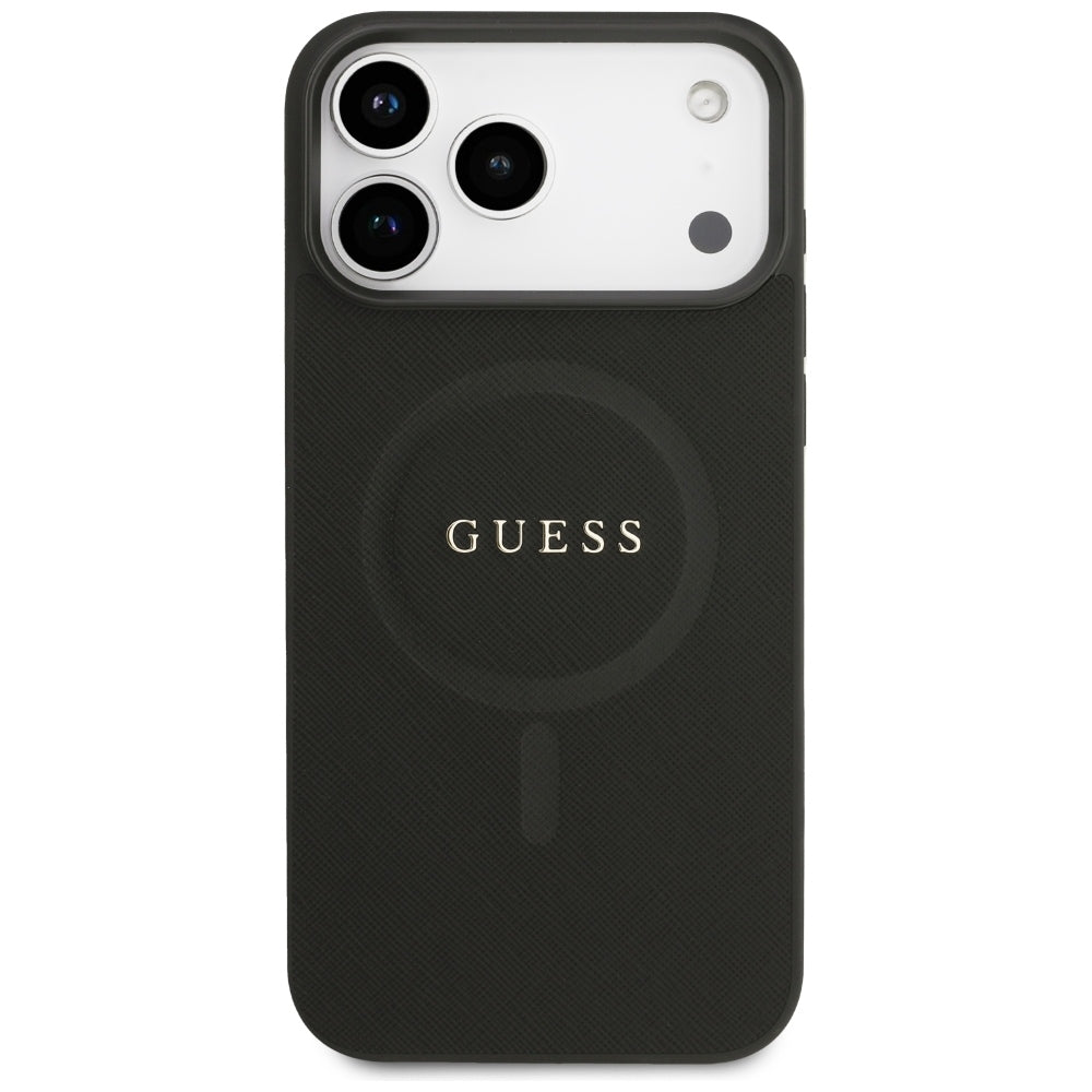 MagSafe-Hülle für Apple iPhone 18 Pro Max / 17 Pro Max, Guess, Saffiano, Schwarz