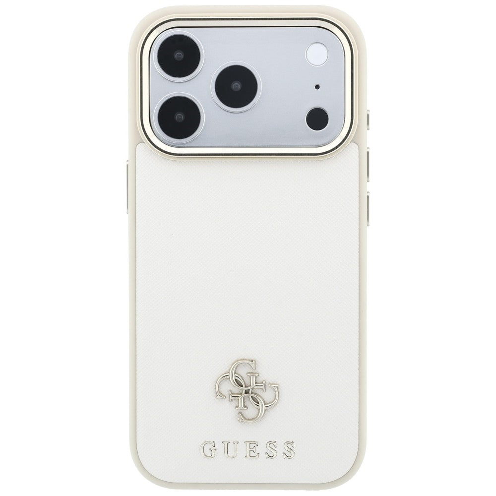 MagSafe-Hülle für Apple iPhone 18 Pro Max / 17 Pro Max, Guess, Saffiano Small 4G Classic, Beige