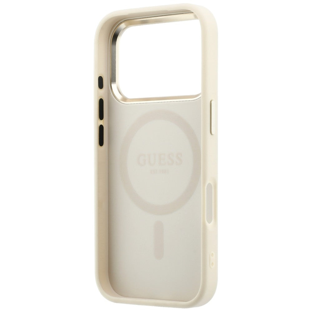 MagSafe-Hülle für Apple iPhone 18 Pro Max / 17 Pro Max, Guess, Saffiano Small 4G Classic, Beige