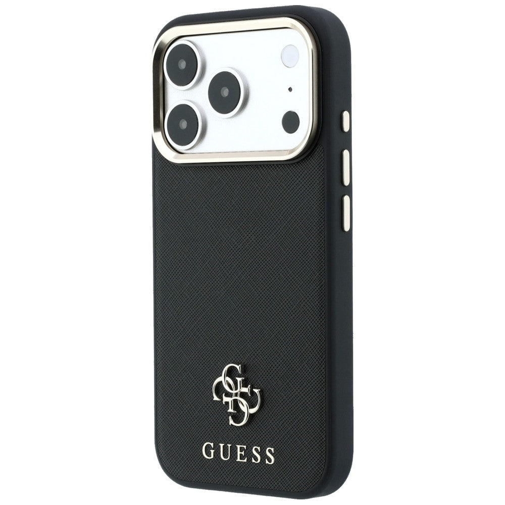MagSafe-Hülle für Apple iPhone 18 Pro Max / 17 Pro Max, Guess, Saffiano Small 4G Classic, Schwarz