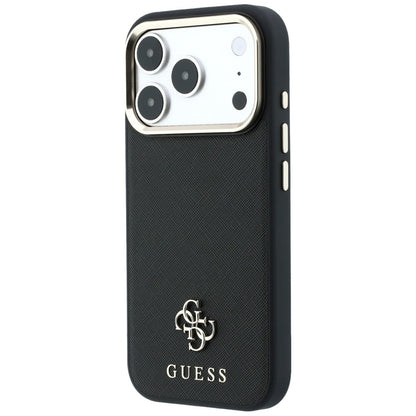 MagSafe-Hülle für Apple iPhone 18 Pro Max / 17 Pro Max, Guess, Saffiano Small 4G Classic, Schwarz
