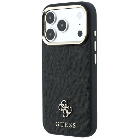 MagSafe-Hülle für Apple iPhone 18 Pro Max / 17 Pro Max, Guess, Saffiano Small 4G Classic, Schwarz