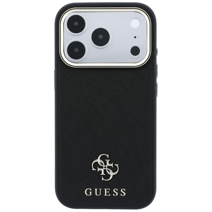 MagSafe-Hülle für Apple iPhone 18 Pro Max / 17 Pro Max, Guess, Saffiano Small 4G Classic, Schwarz