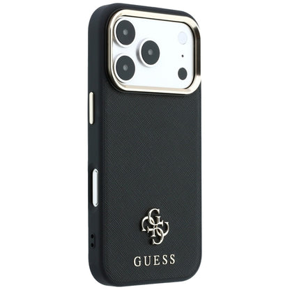 MagSafe-Hülle für Apple iPhone 18 Pro Max / 17 Pro Max, Guess, Saffiano Small 4G Classic, Schwarz