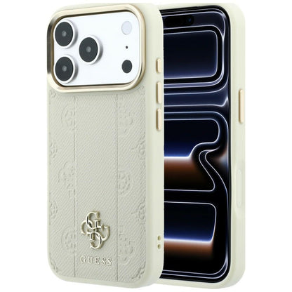 MagSafe-Hülle für Apple iPhone 18 Pro Max / 17 Pro Max, Guess, Stripe Peony 4G, Beige