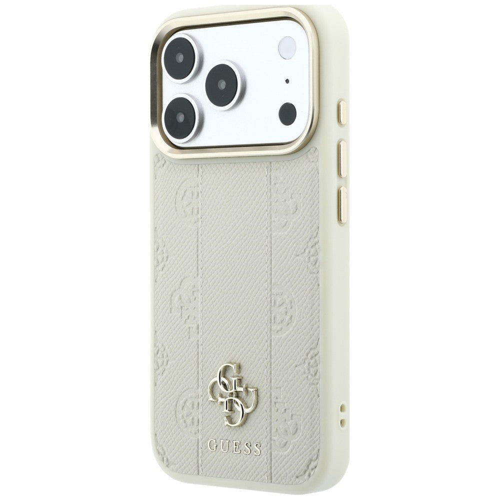 MagSafe-Hülle für Apple iPhone 18 Pro Max / 17 Pro Max, Guess, Stripe Peony 4G, Beige