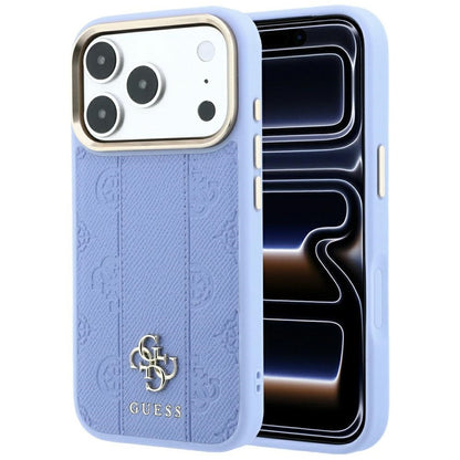 MagSafe-Hülle für Apple iPhone 18 Pro Max / 17 Pro Max, Guess, Stripe Peony 4G, Blau