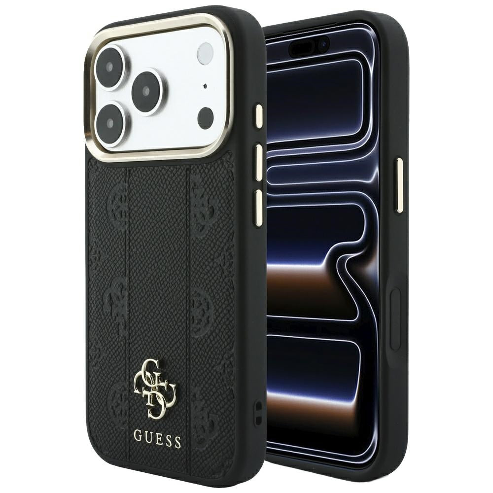 MagSafe-Hülle für Apple iPhone 18 Pro Max / 17 Pro Max, Guess, Stripe Peony 4G, Schwarz