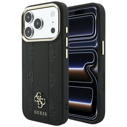 MagSafe-Hülle für Apple iPhone 18 Pro Max / 17 Pro Max, Guess, Stripe Peony 4G, Schwarz