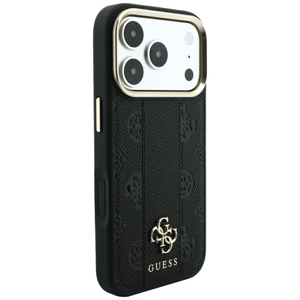 MagSafe-Hülle für Apple iPhone 18 Pro Max / 17 Pro Max, Guess, Stripe Peony 4G, Schwarz