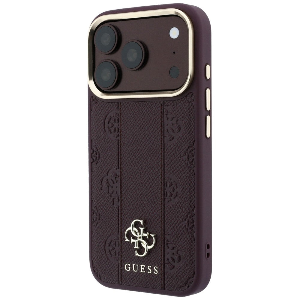 MagSafe-Hülle für Apple iPhone 18 Pro Max / 17 Pro Max, Guess, Stripe Peony 4G, Weinrot