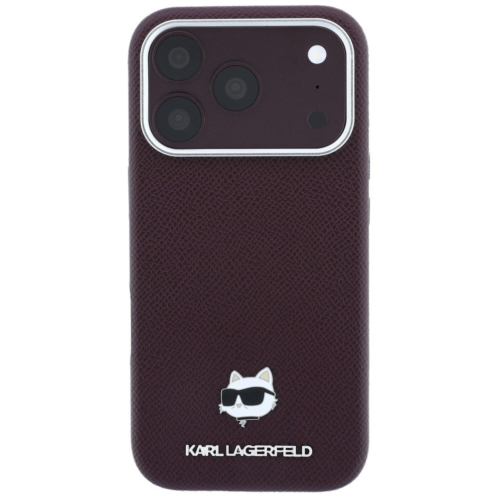 MagSafe-Hülle für Apple iPhone 18 Pro Max / 17 Pro Max, Karl Lagerfeld, Geprägter Choupette-Kopf, Weinrot