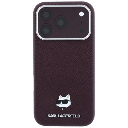 MagSafe-Hülle für Apple iPhone 18 Pro Max / 17 Pro Max, Karl Lagerfeld, Geprägter Choupette-Kopf, Weinrot