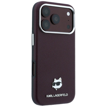 MagSafe-Hülle für Apple iPhone 18 Pro Max / 17 Pro Max, Karl Lagerfeld, Geprägter Choupette-Kopf, Weinrot
