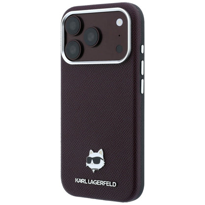 MagSafe-Hülle für Apple iPhone 18 Pro Max / 17 Pro Max, Karl Lagerfeld, Geprägter Choupette-Kopf, Weinrot