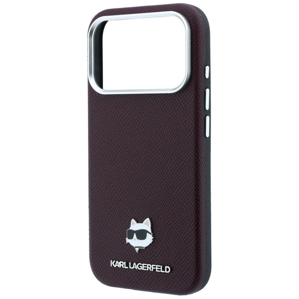 MagSafe-Hülle für Apple iPhone 18 Pro Max / 17 Pro Max, Karl Lagerfeld, Geprägter Choupette-Kopf, Weinrot