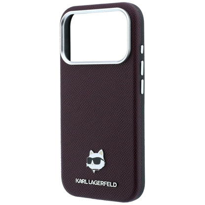 MagSafe-Hülle für Apple iPhone 18 Pro Max / 17 Pro Max, Karl Lagerfeld, Geprägter Choupette-Kopf, Weinrot