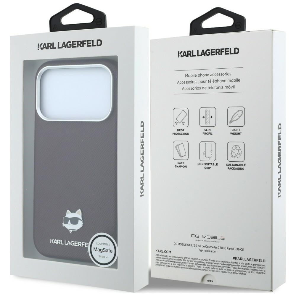 MagSafe-Hülle für Apple iPhone 18 Pro Max / 17 Pro Max, Karl Lagerfeld, Geprägter Choupette-Kopf, Weinrot