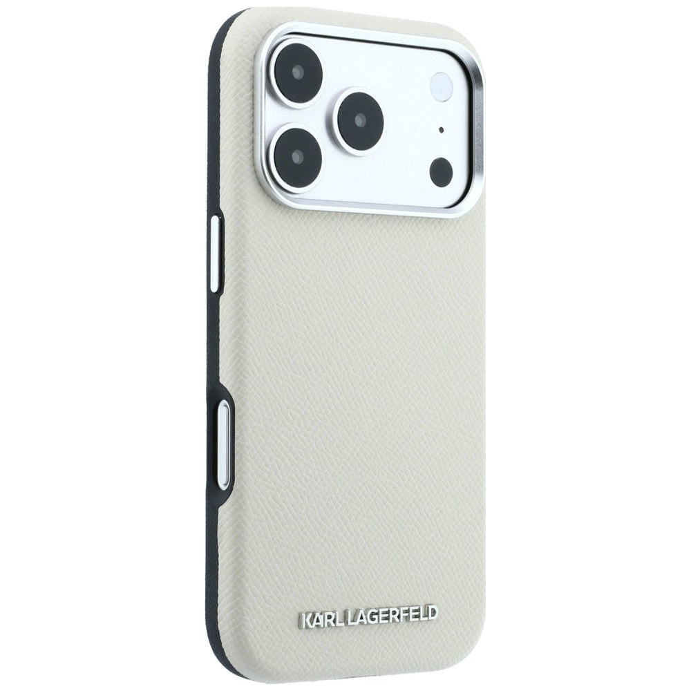MagSafe-Hülle für Apple iPhone 18 Pro Max / 17 Pro Max, Karl Lagerfeld, geprägtes längliches Logo, Beige