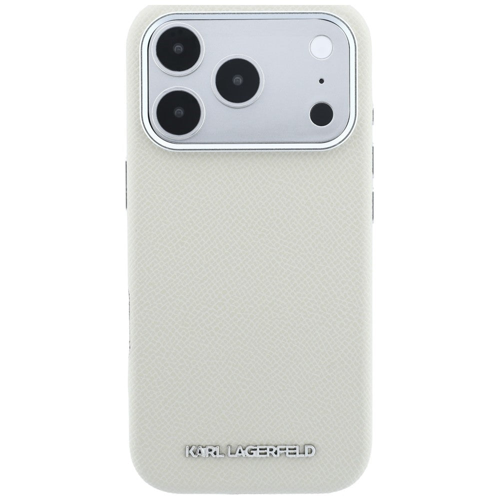 MagSafe-Hülle für Apple iPhone 18 Pro Max / 17 Pro Max, Karl Lagerfeld, geprägtes längliches Logo, Beige